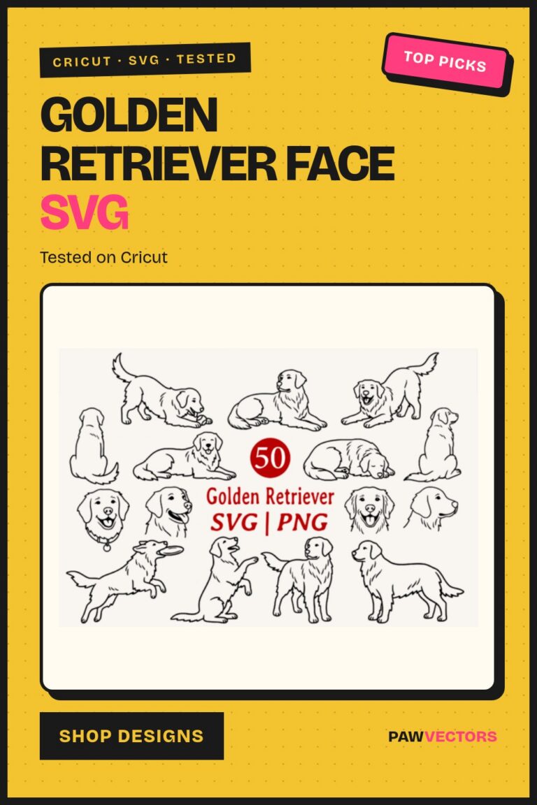12 Simple Golden Retriever Face Outline SVGs for Minimalist Cricut Projects