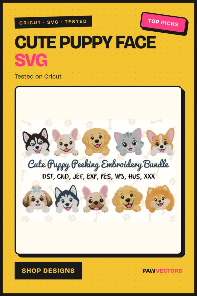12 Cute Puppy Face SVG Files for Cricut Sublimation Crafters