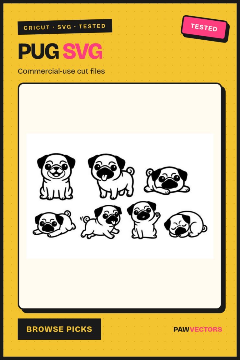 12 Pug SVG Designs for Cricut Crafters Selling Pet Shirts