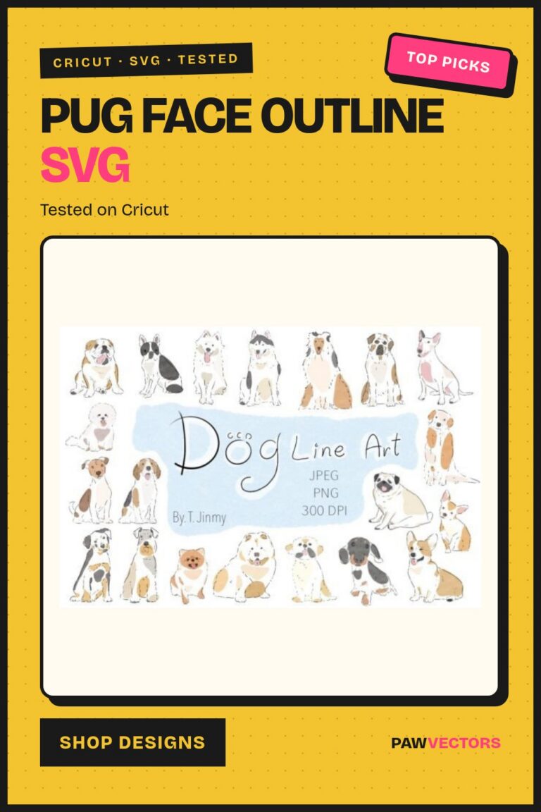 10 Pug Face Outline SVG for Tumbler Crafters