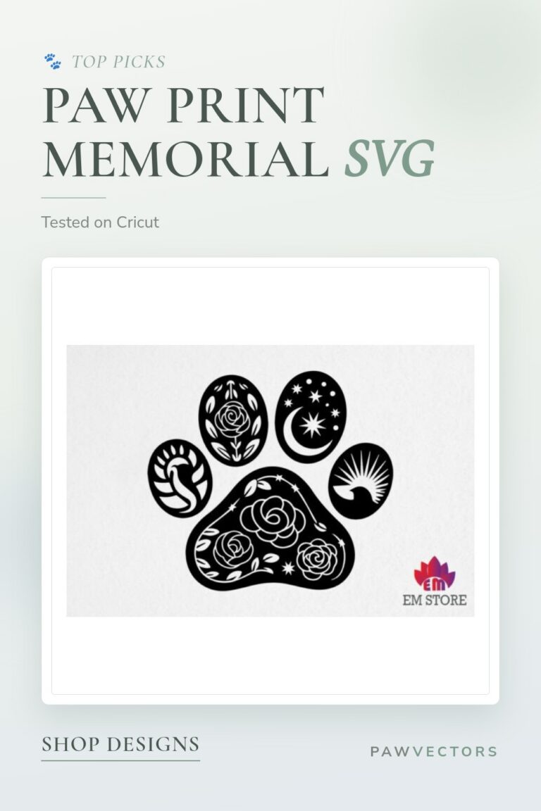 10 Paw Print Memorial SVG Designs for Pet Keepsakes