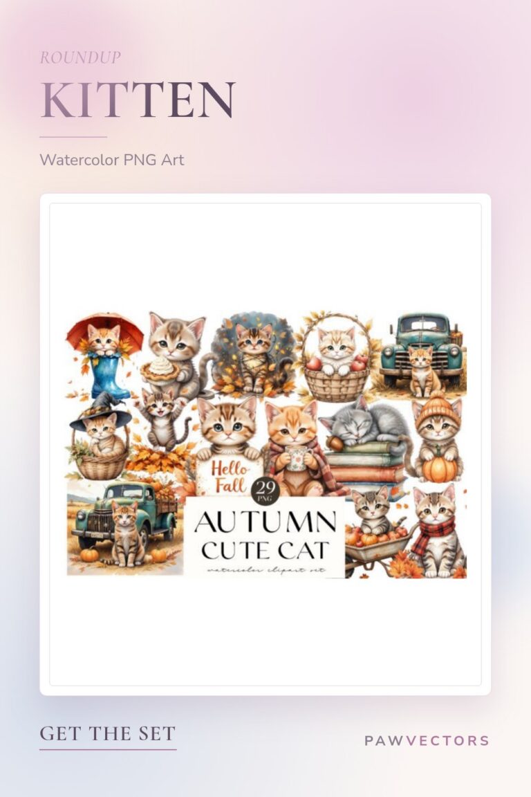 12 Watercolor Kitten PNG Designs for Sublimation Gifts