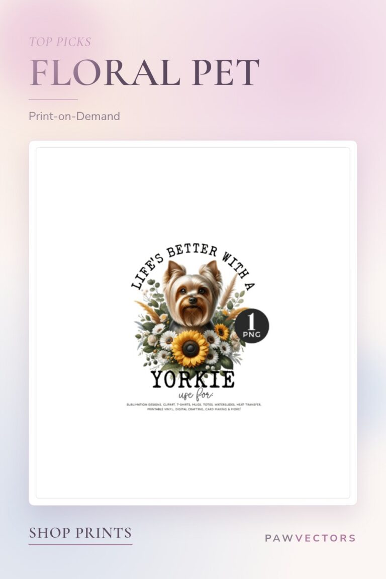 12 Watercolor Floral Pet PNG Designs for Canvas Prints